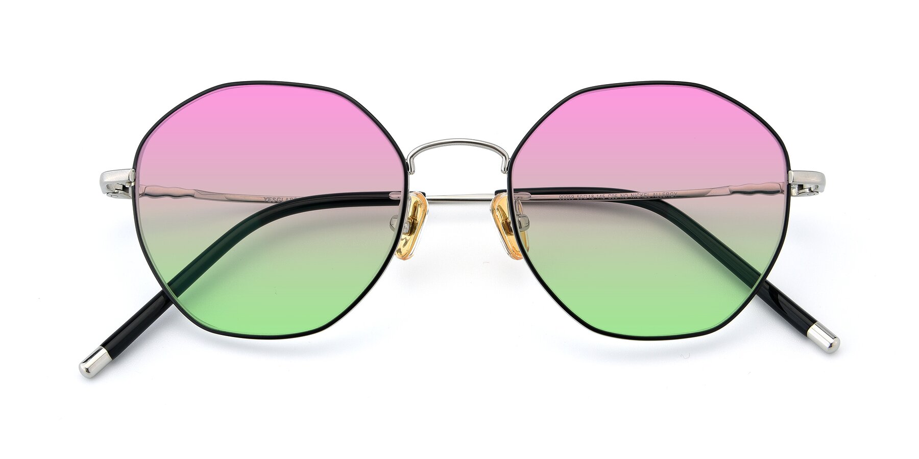 Folded Front of 90059 in Black-Silver with Pink / Green Gradient Lenses