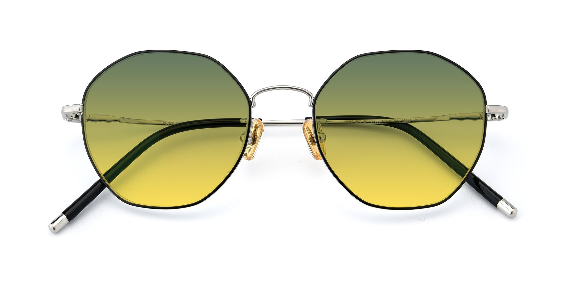 Folded Front of 90059 in Black-Silver with Green / Yellow Gradient Lenses