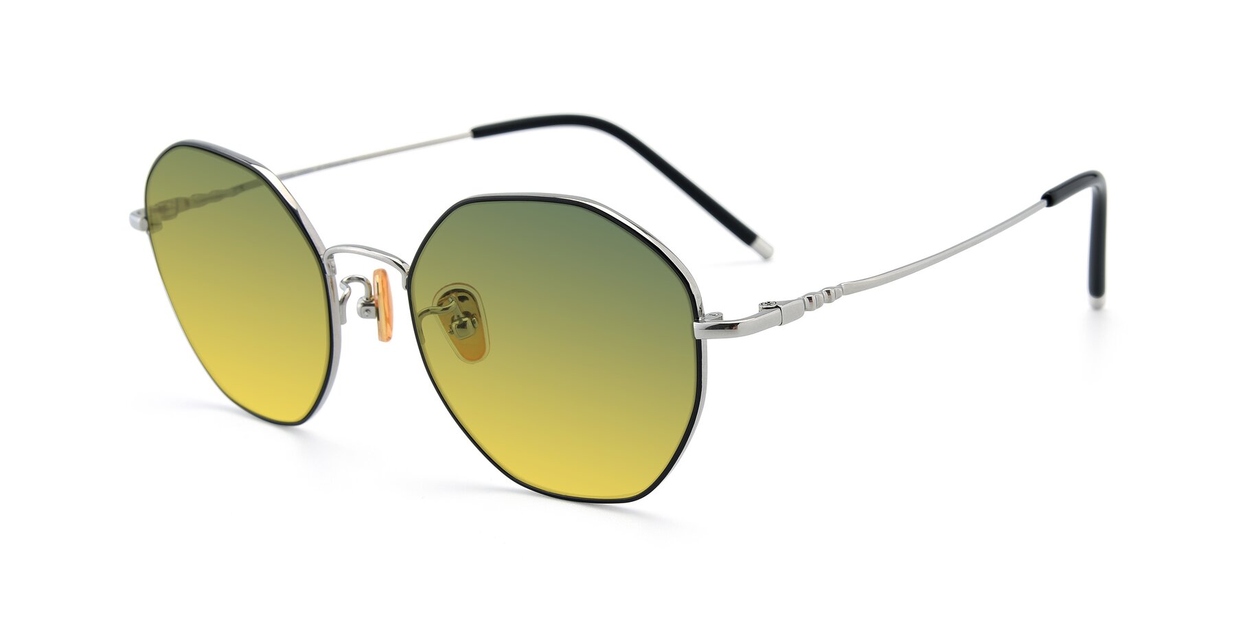 Angle of 90059 in Black-Silver with Green / Yellow Gradient Lenses