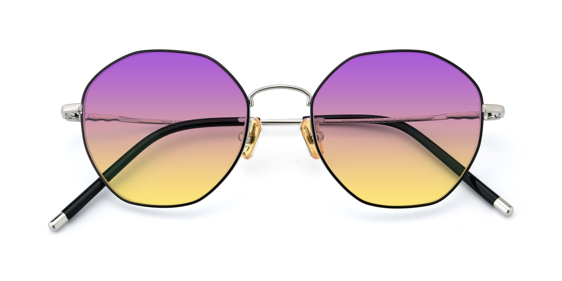 Folded Front of 90059 in Black-Silver with Purple / Yellow Gradient Lenses
