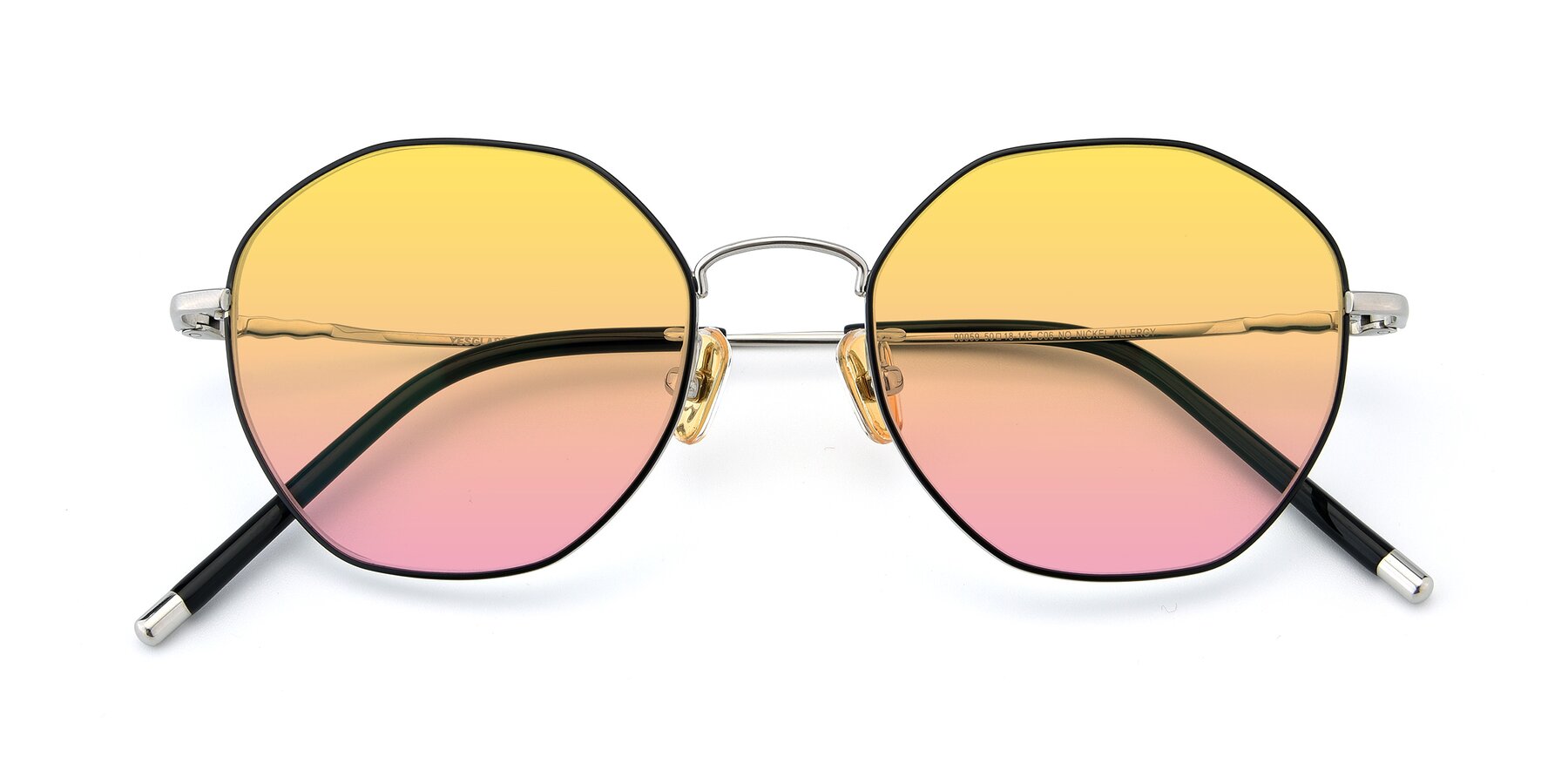 Folded Front of 90059 in Black-Silver with Yellow / Pink Gradient Lenses
