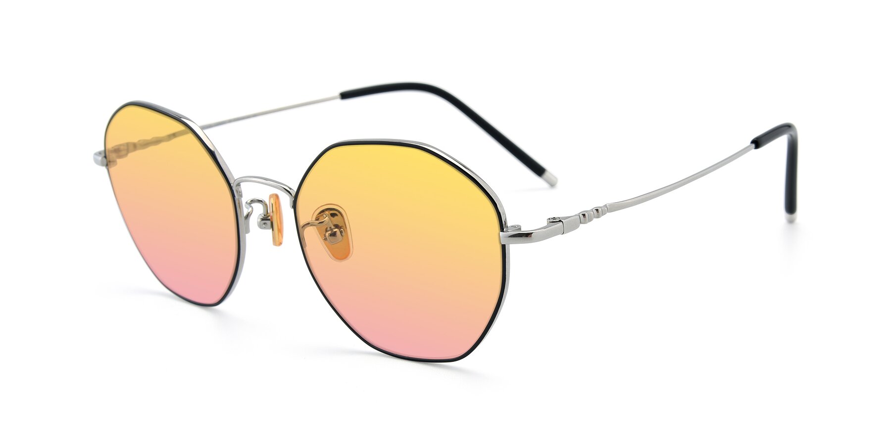 Angle of 90059 in Black-Silver with Yellow / Pink Gradient Lenses