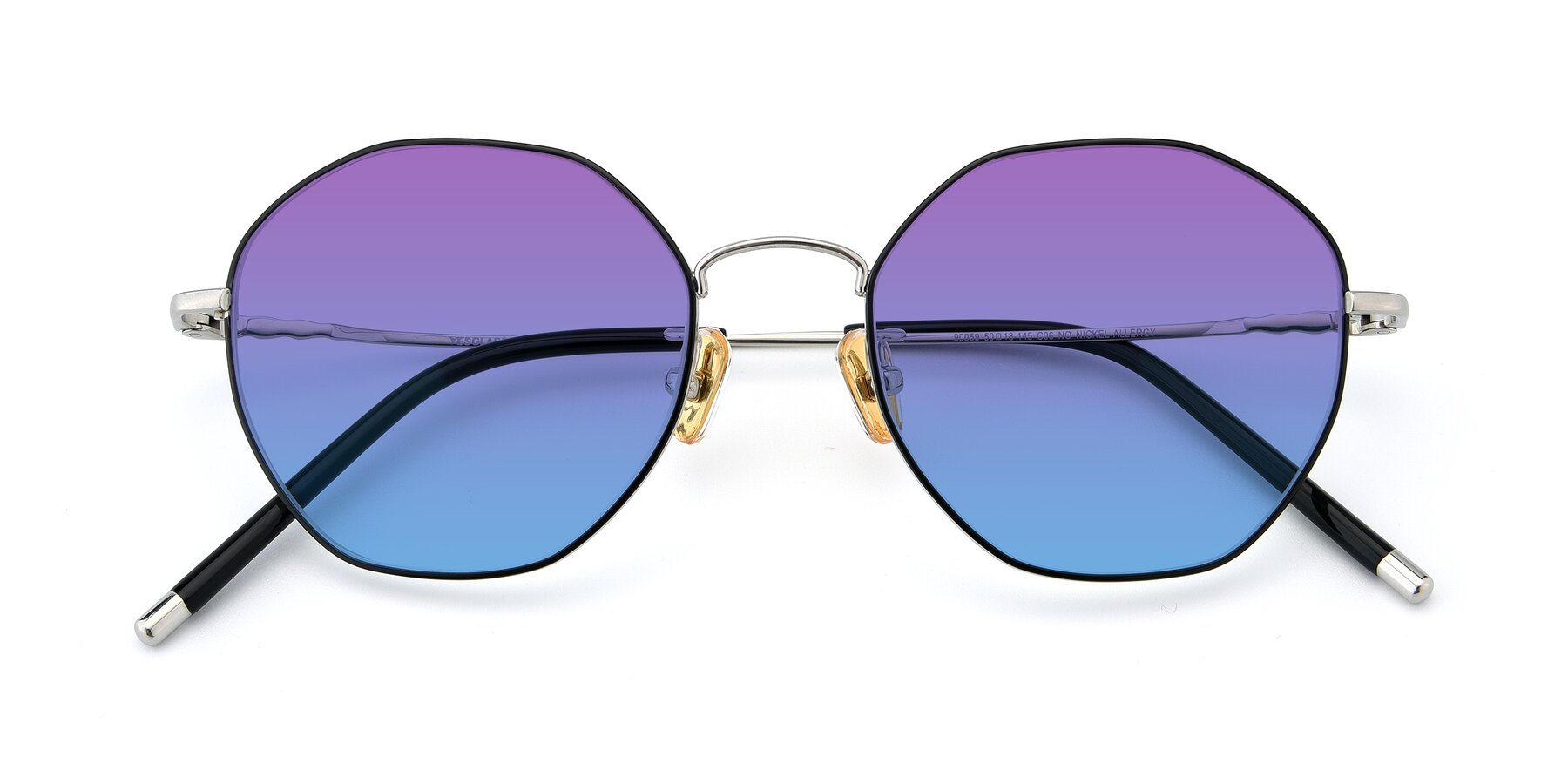 Folded Front of 90059 in Black-Silver with Purple / Blue Gradient Lenses