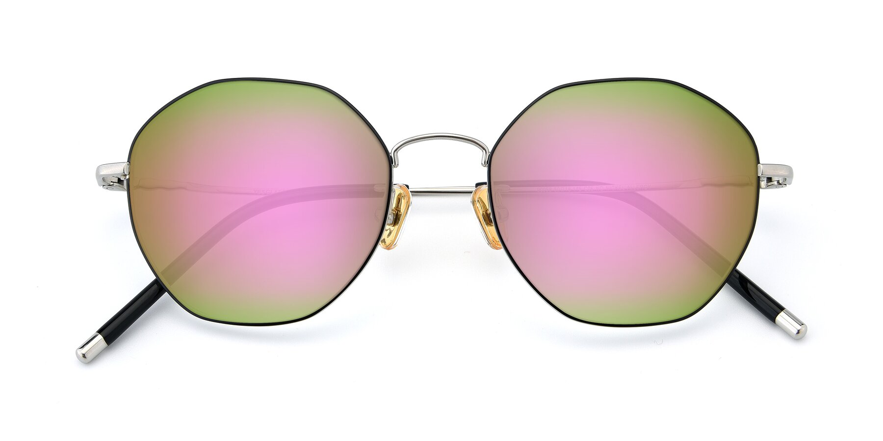 Folded Front of 90059 in Black-Silver with Pink Mirrored Lenses