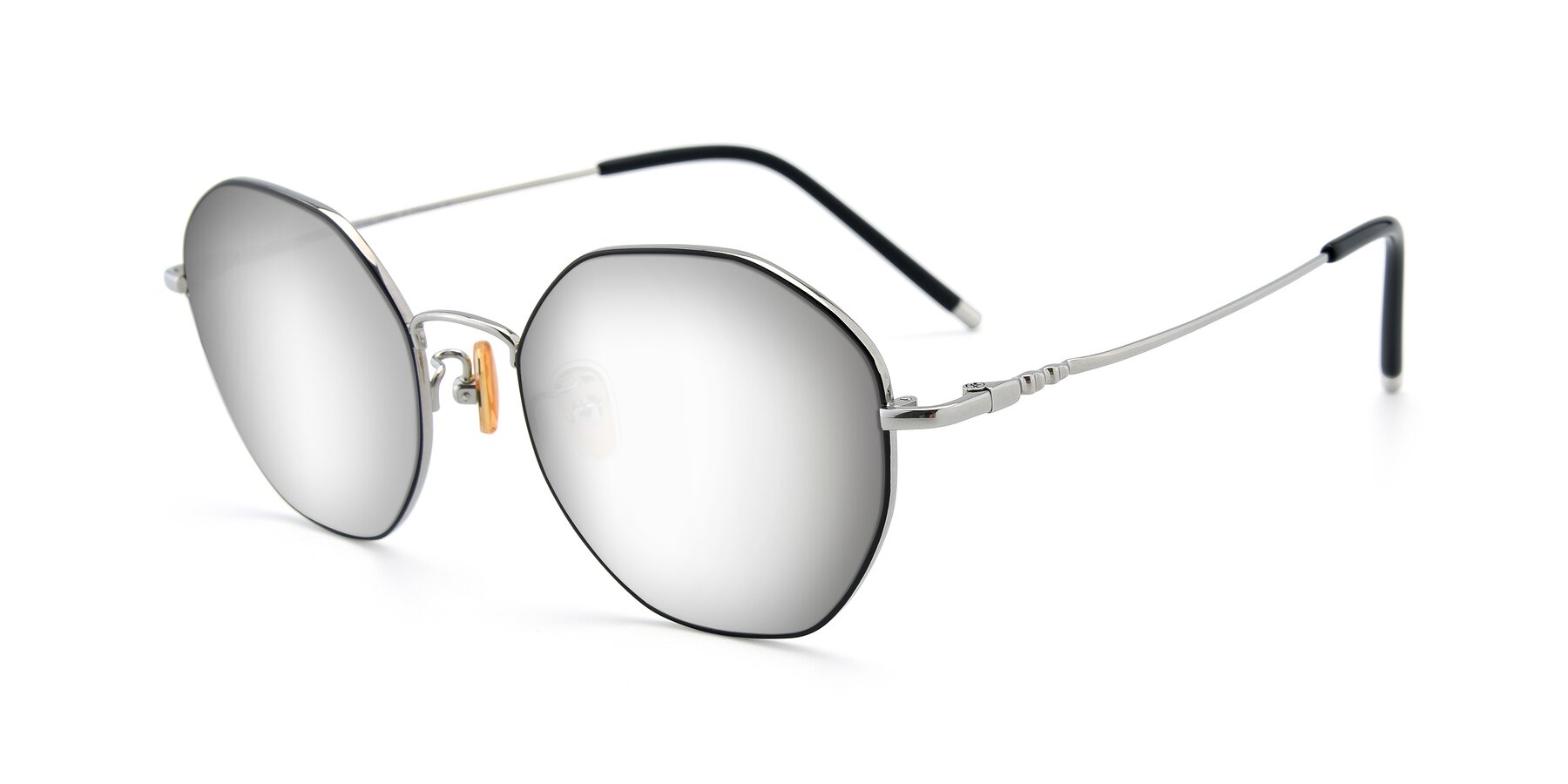 Angle of 90059 in Black-Silver with Silver Mirrored Lenses