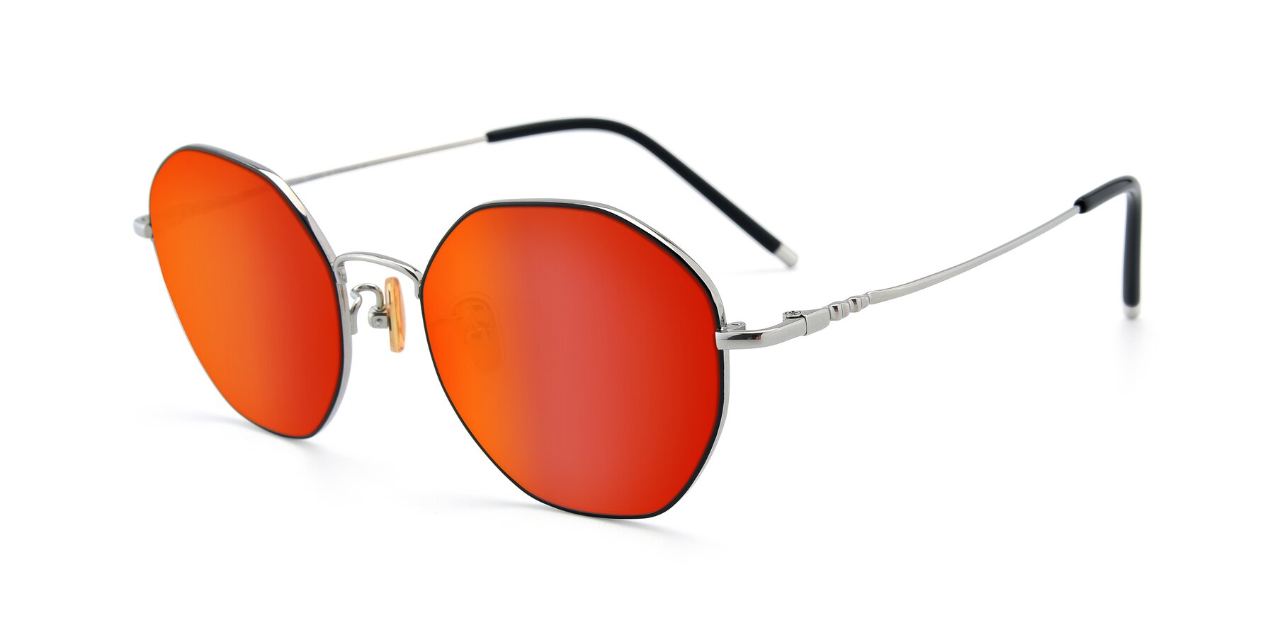 Angle of 90059 in Black-Silver with Red Gold Mirrored Lenses