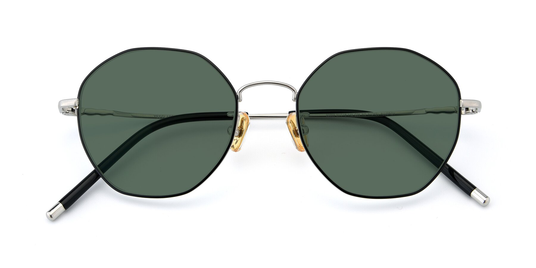 Folded Front of 90059 in Black-Silver with Green Polarized Lenses