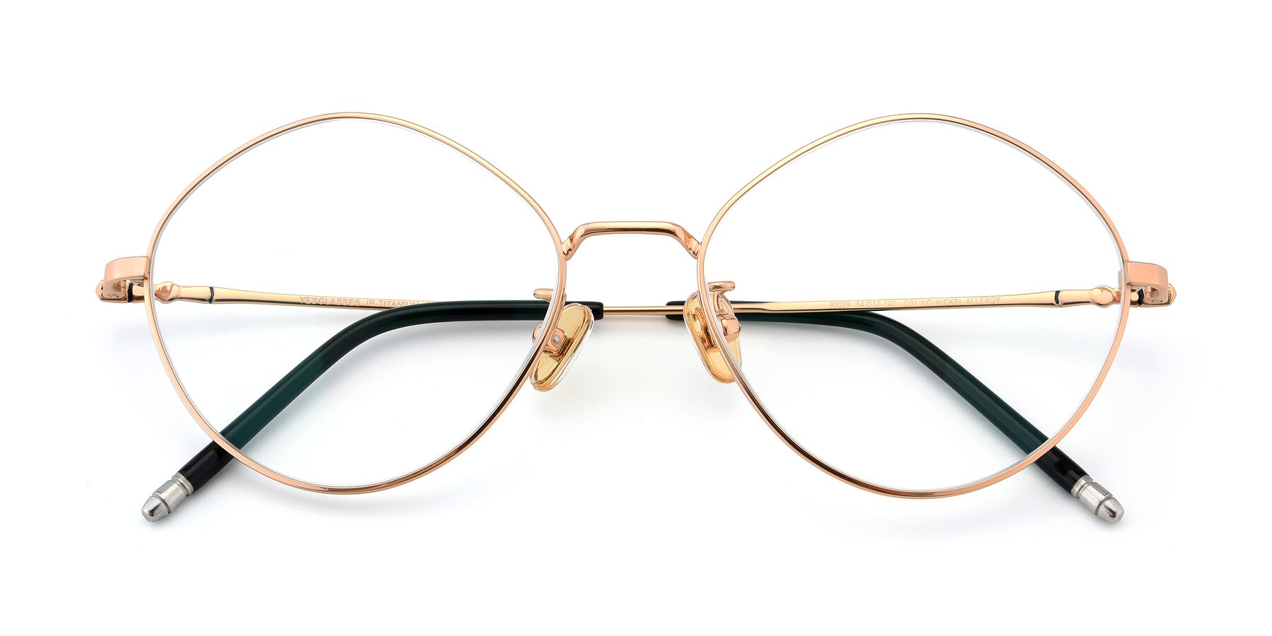 Folded Front of 90029 in Gold with Clear Reading Eyeglass Lenses