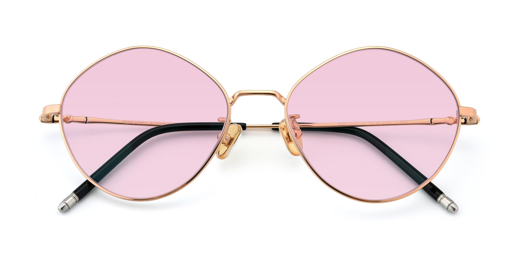 Folded Front of 90029 in Gold with Light Pink Tinted Lenses