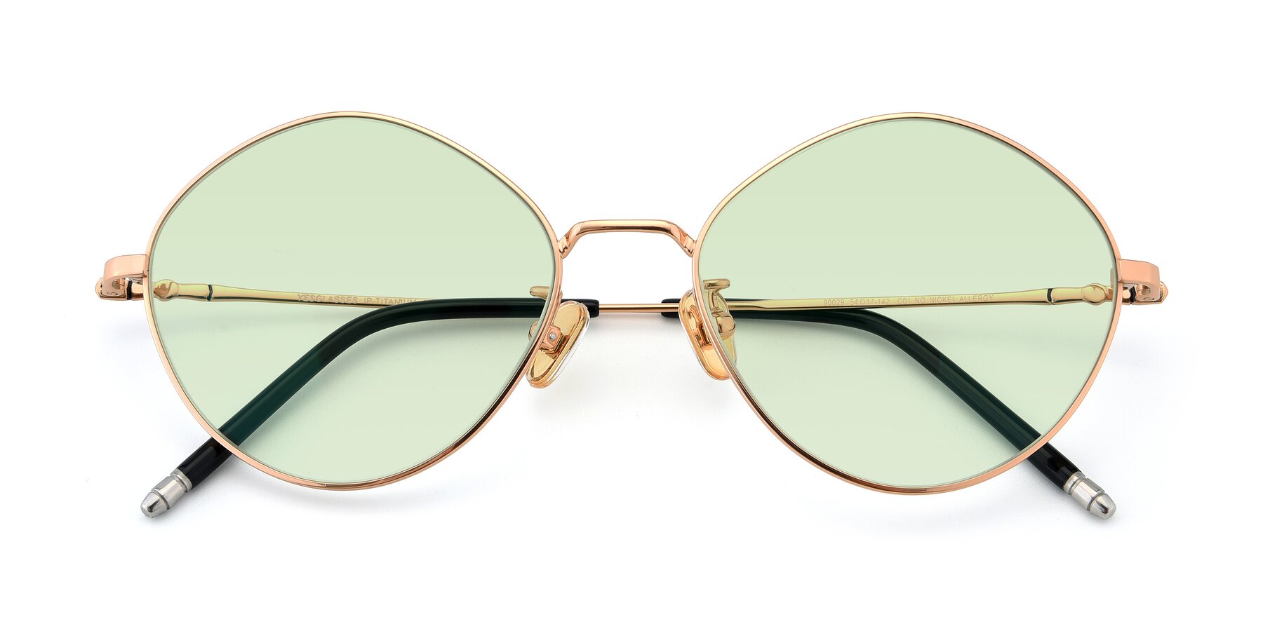 Folded Front of 90029 in Gold with Light Green Tinted Lenses