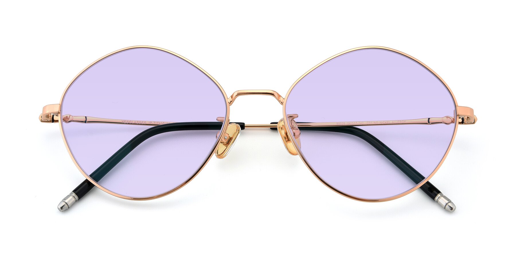 Folded Front of 90029 in Gold with Light Purple Tinted Lenses