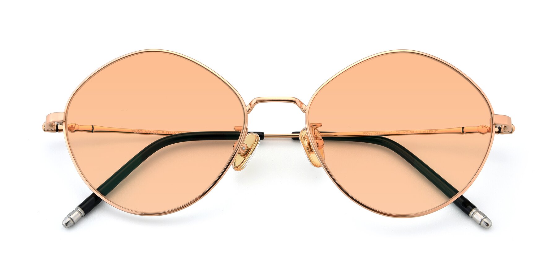 Folded Front of 90029 in Gold with Light Orange Tinted Lenses