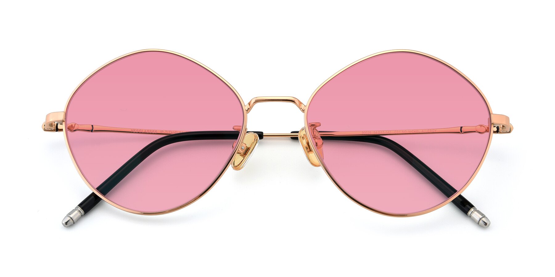 Folded Front of 90029 in Gold with Pink Tinted Lenses