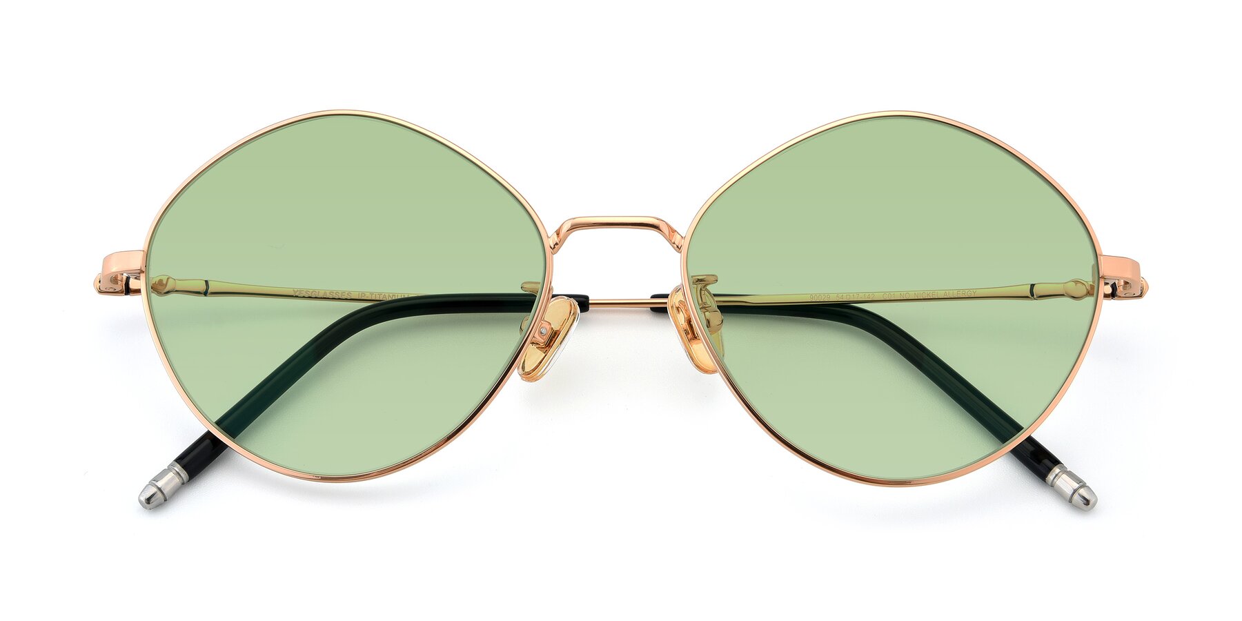 Folded Front of 90029 in Gold with Medium Green Tinted Lenses