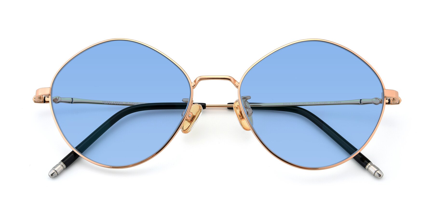 Folded Front of 90029 in Gold with Medium Blue Tinted Lenses