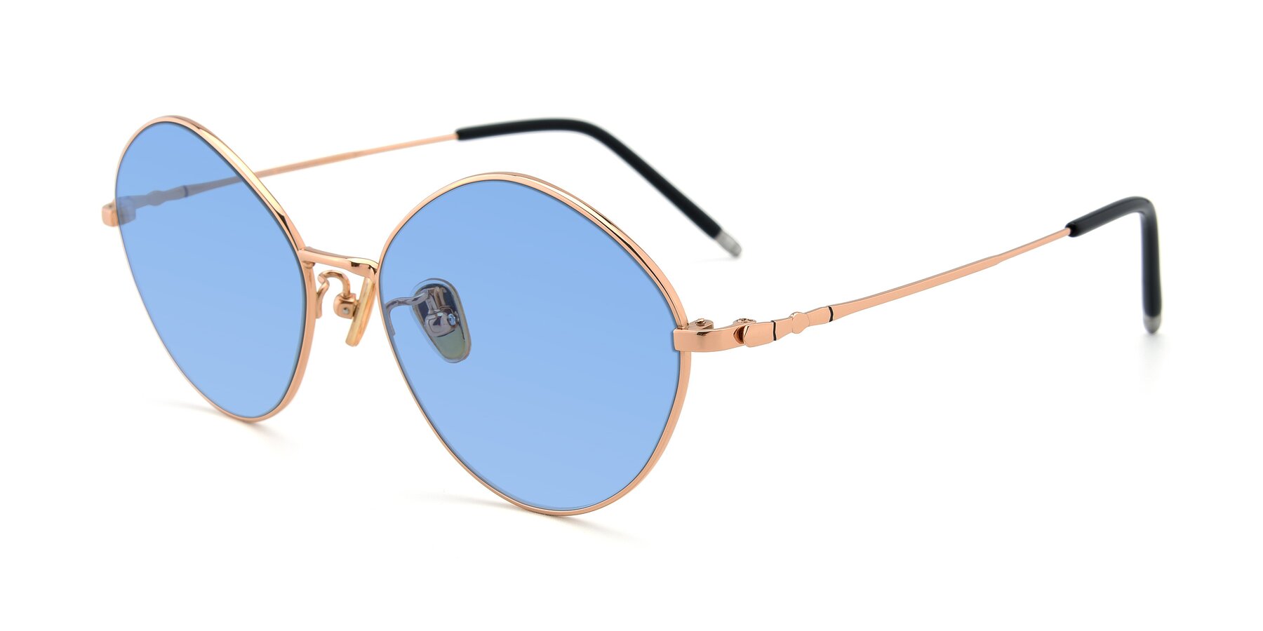 Angle of 90029 in Gold with Medium Blue Tinted Lenses