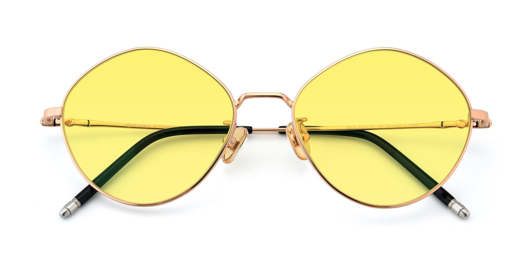 Folded Front of 90029 in Gold with Medium Yellow Tinted Lenses