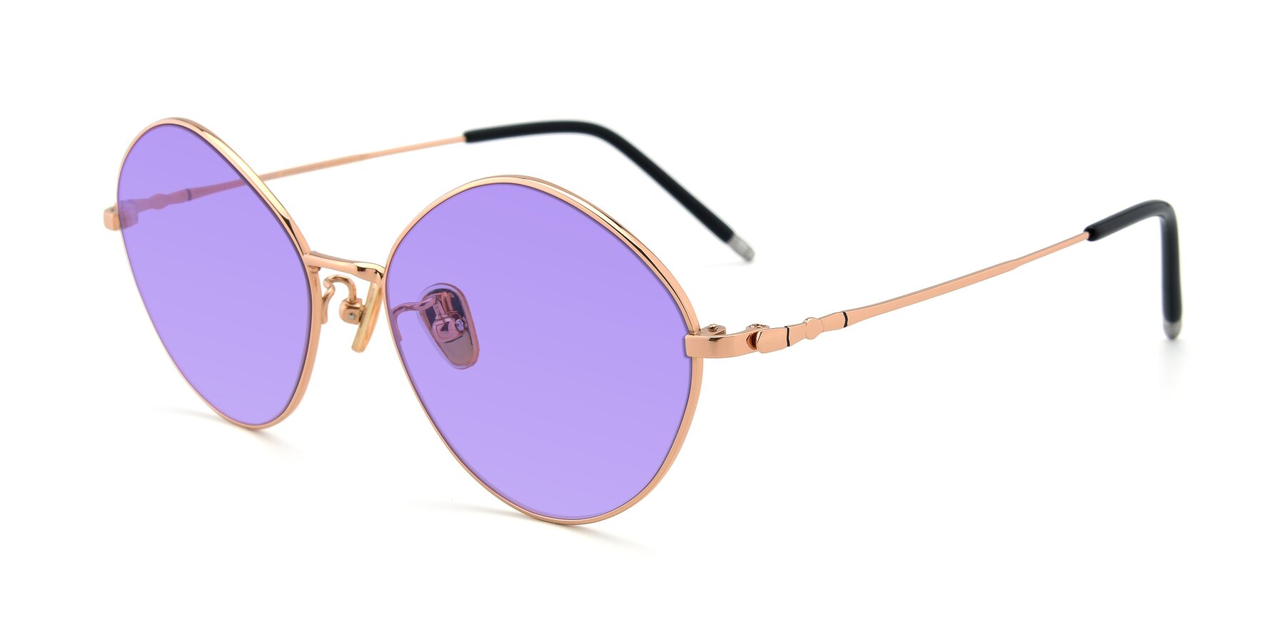 Angle of 90029 in Gold with Medium Purple Tinted Lenses