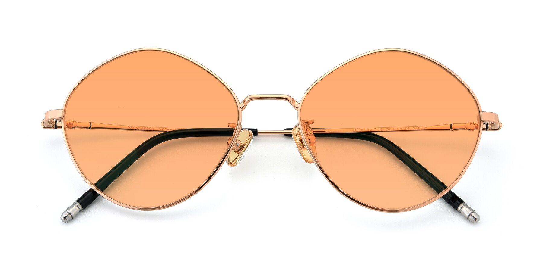 Folded Front of 90029 in Gold with Medium Orange Tinted Lenses