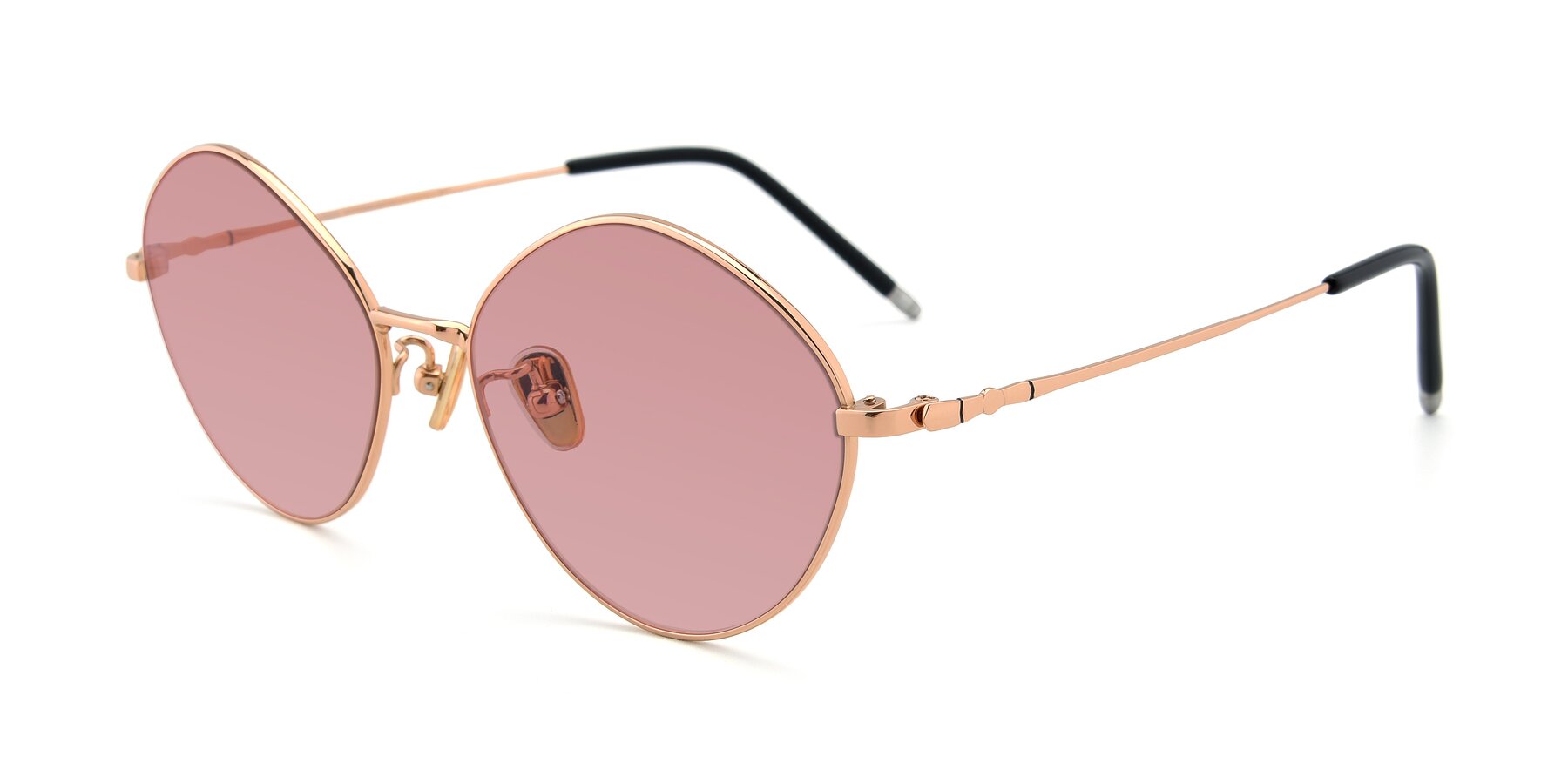 Angle of 90029 in Gold with Medium Garnet Tinted Lenses