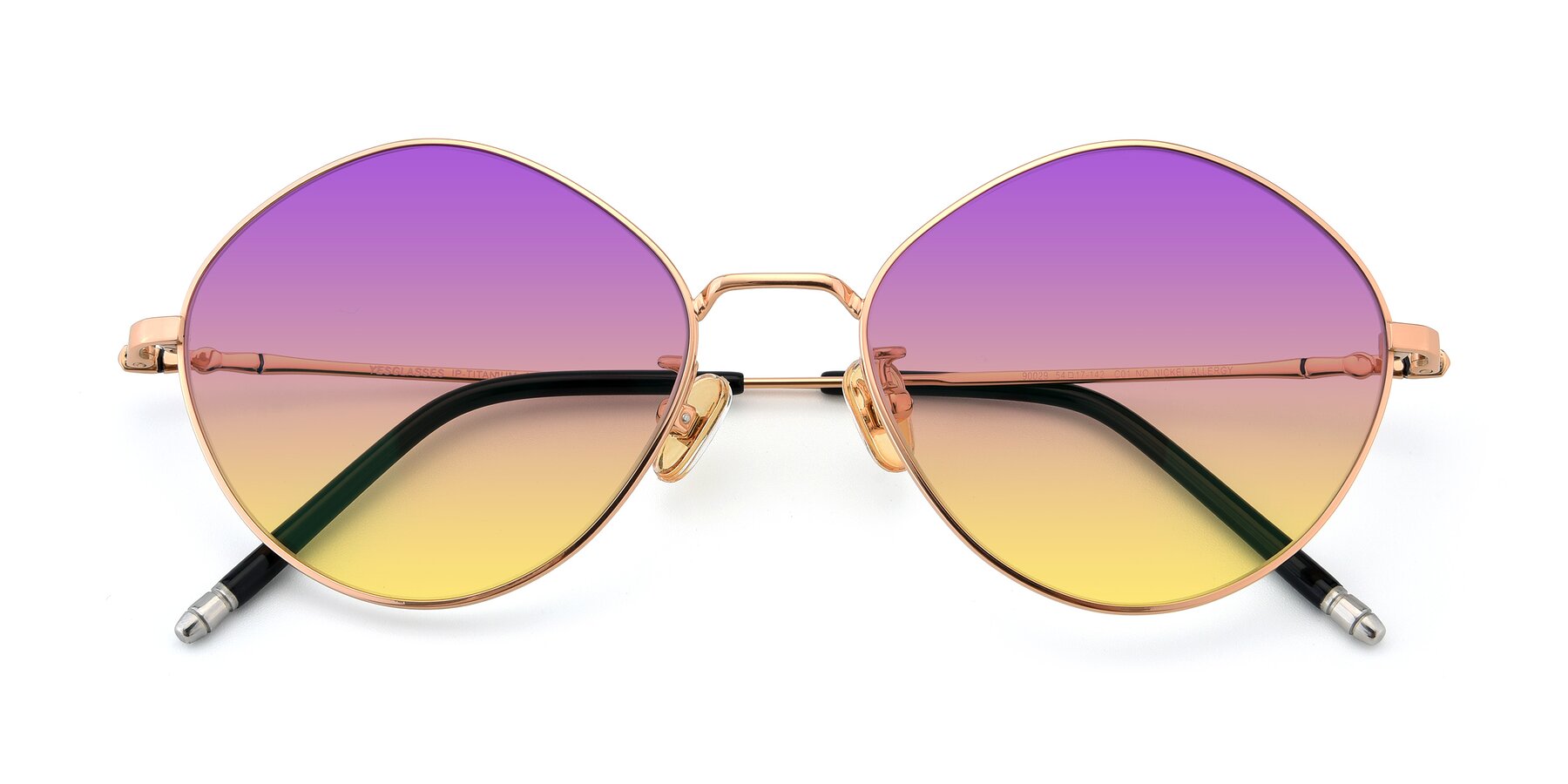 Folded Front of 90029 in Gold with Purple / Yellow Gradient Lenses