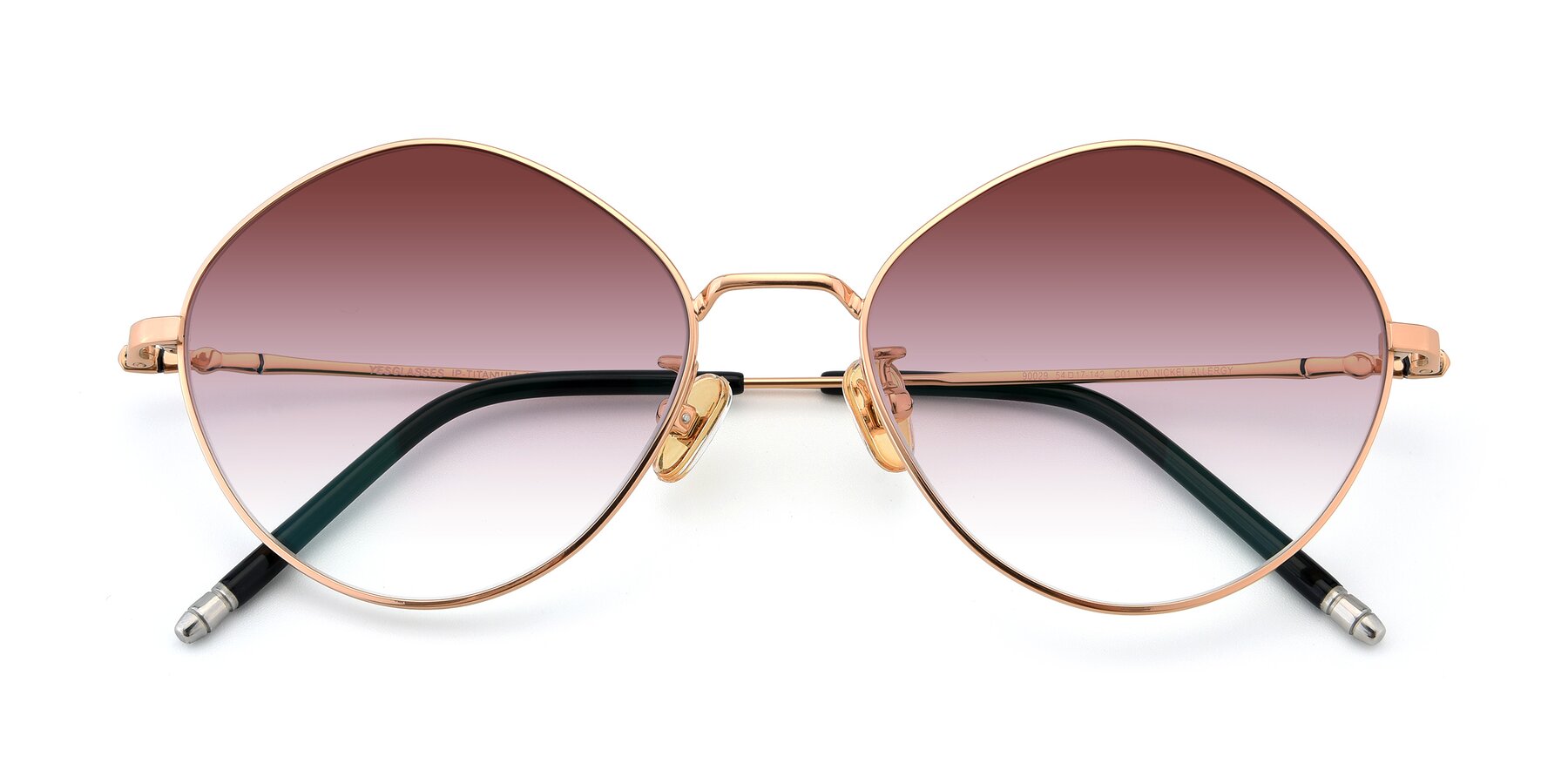 Folded Front of 90029 in Gold with Garnet Gradient Lenses