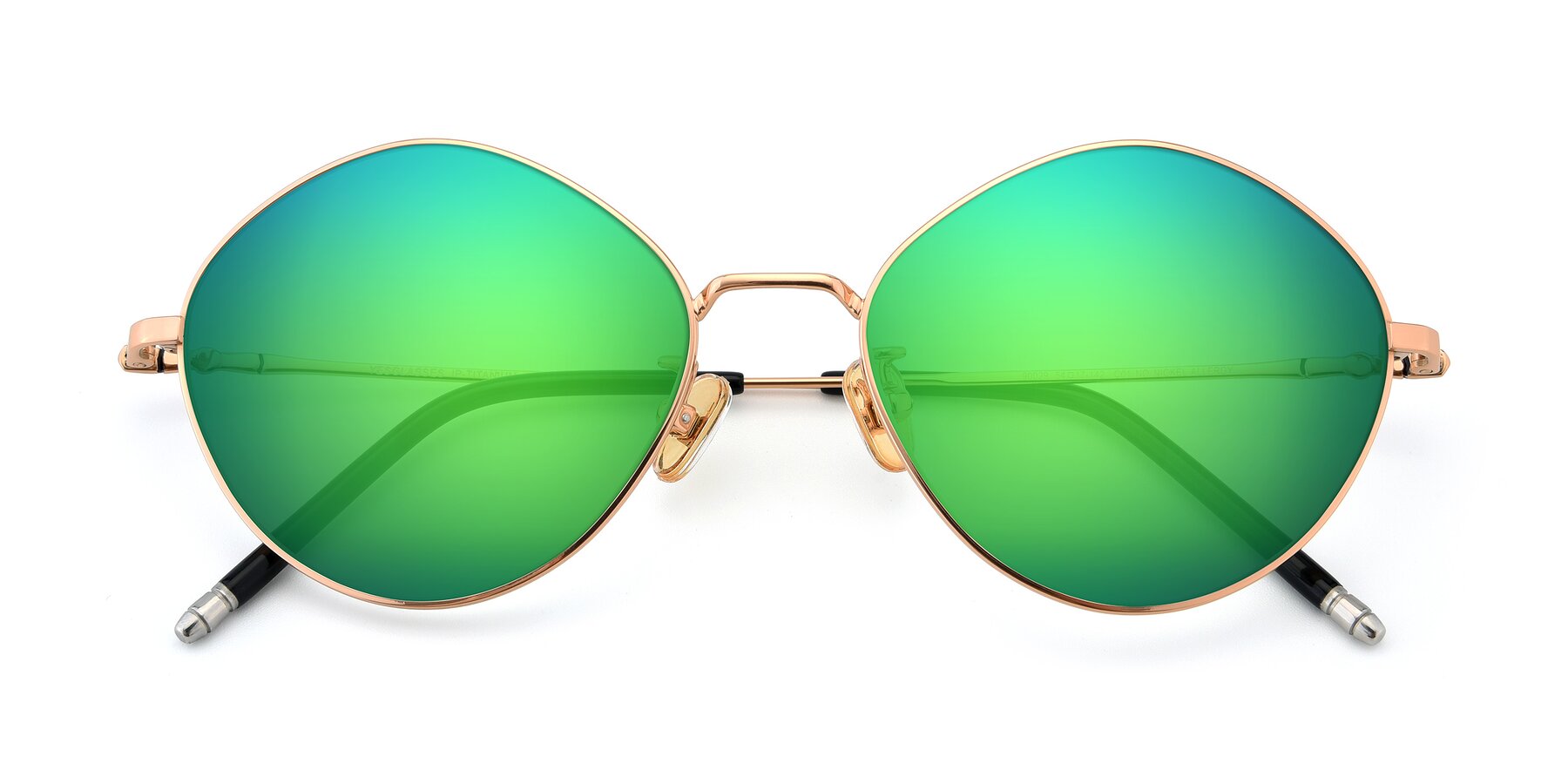 Folded Front of 90029 in Gold with Green Mirrored Lenses