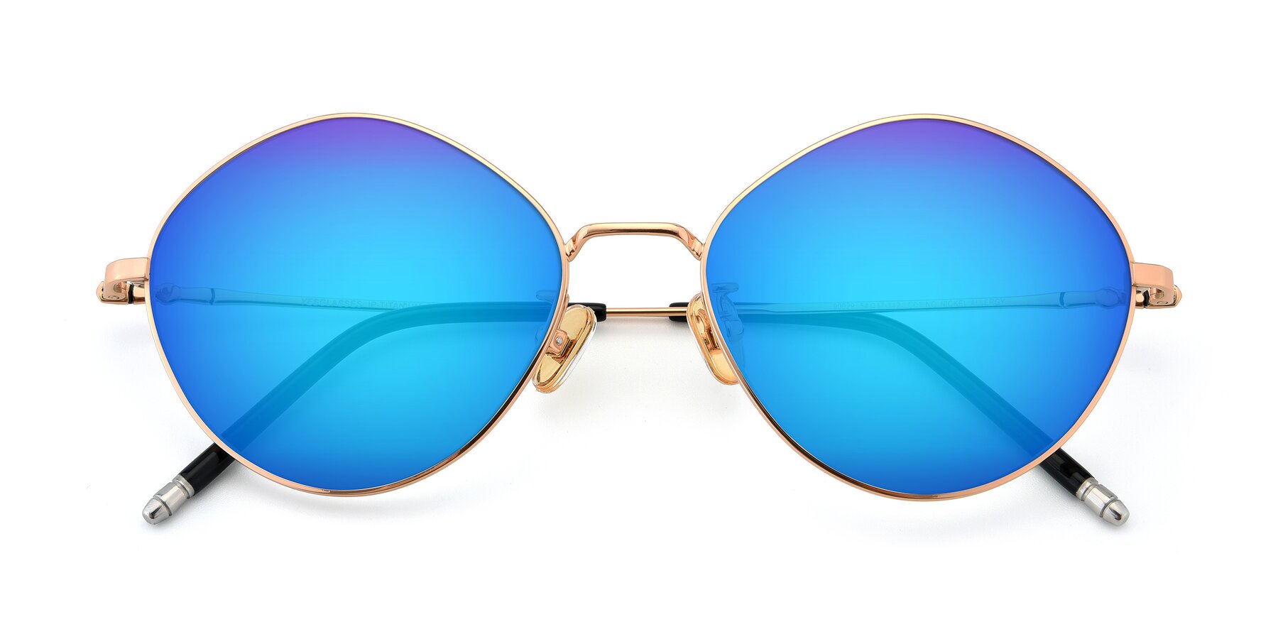 Folded Front of 90029 in Gold with Blue Mirrored Lenses