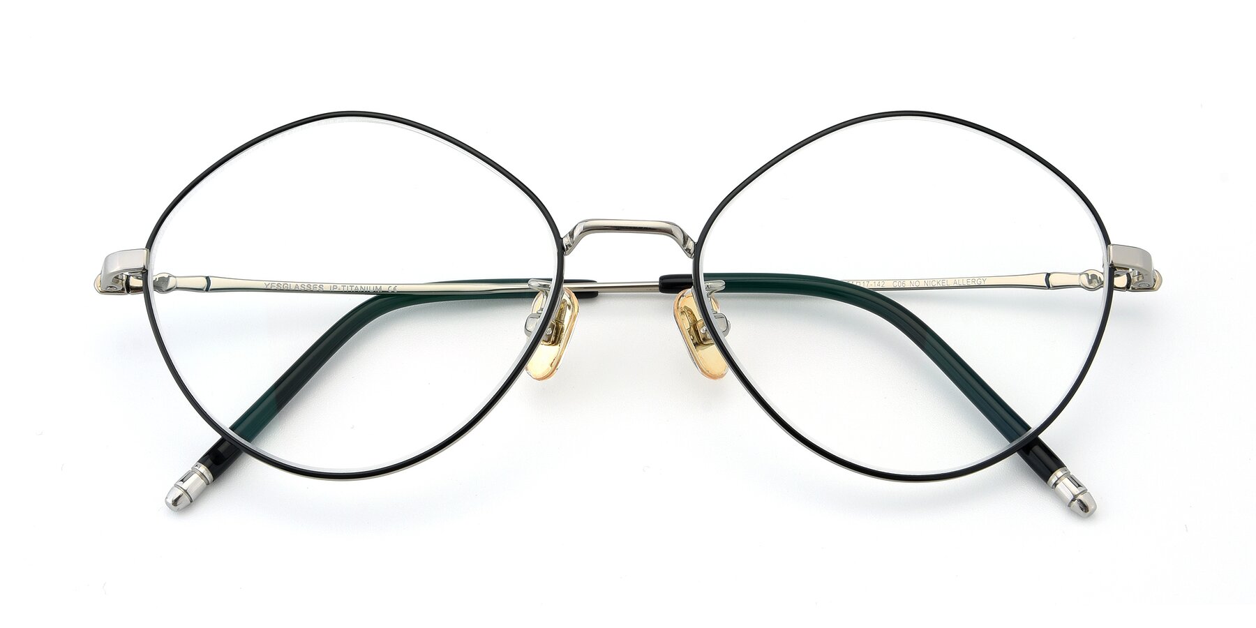 Folded Front of 90029 in Black-Silver with Clear Reading Eyeglass Lenses