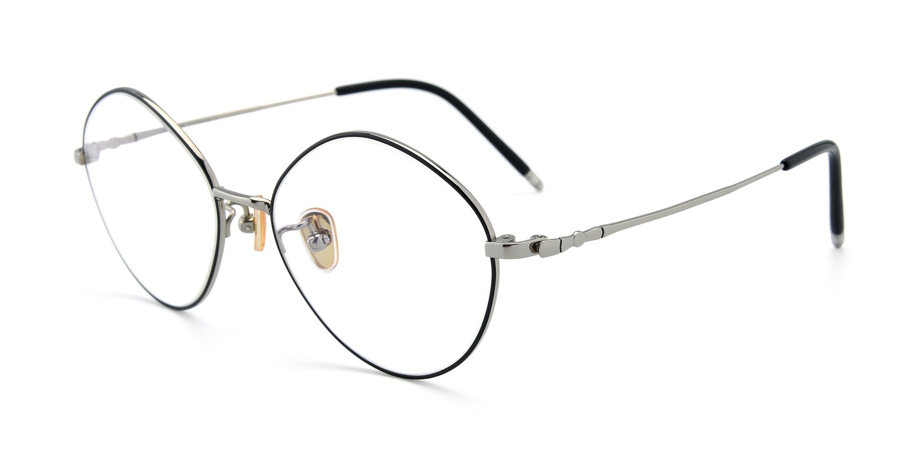 Angle of 90029 in Black-Silver with Clear Reading Eyeglass Lenses