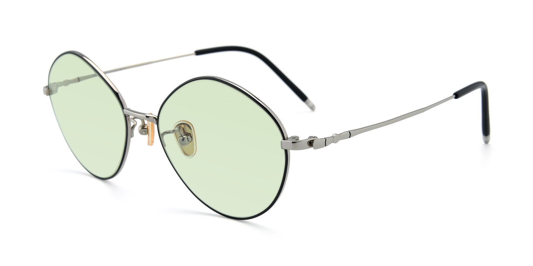 Angle of 90029 in Black-Silver with Light Green Tinted Lenses