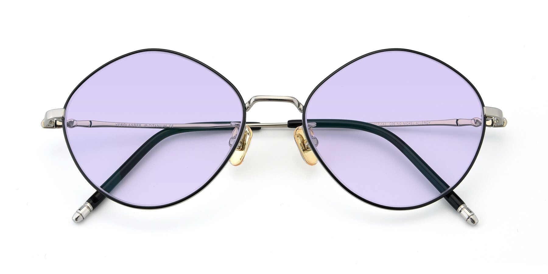Folded Front of 90029 in Black-Silver with Light Purple Tinted Lenses
