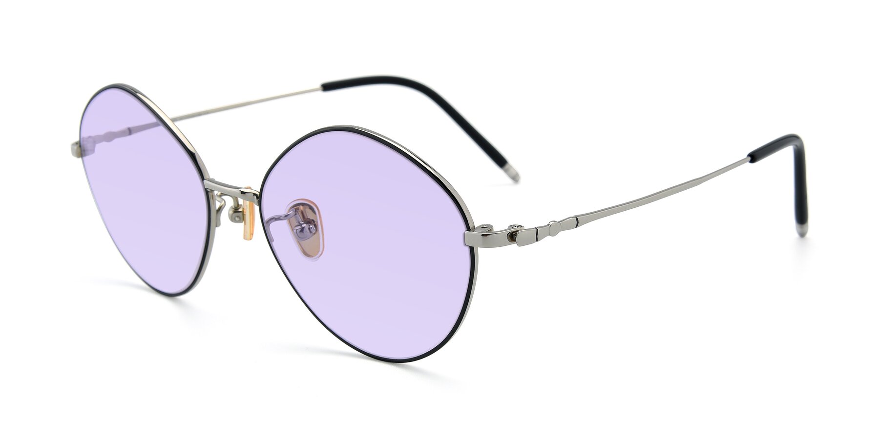 Angle of 90029 in Black-Silver with Light Purple Tinted Lenses