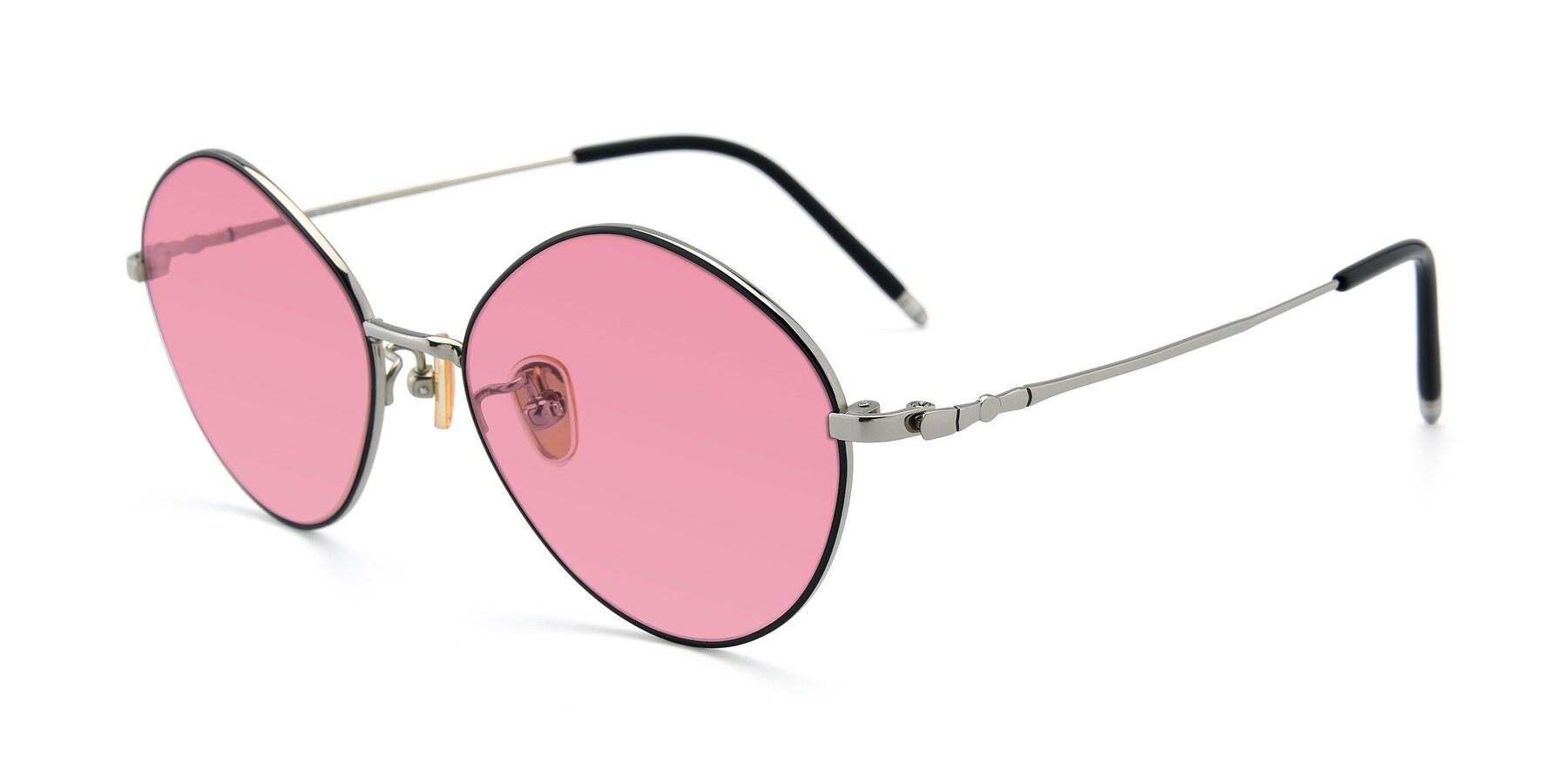 Angle of 90029 in Black-Silver with Pink Tinted Lenses