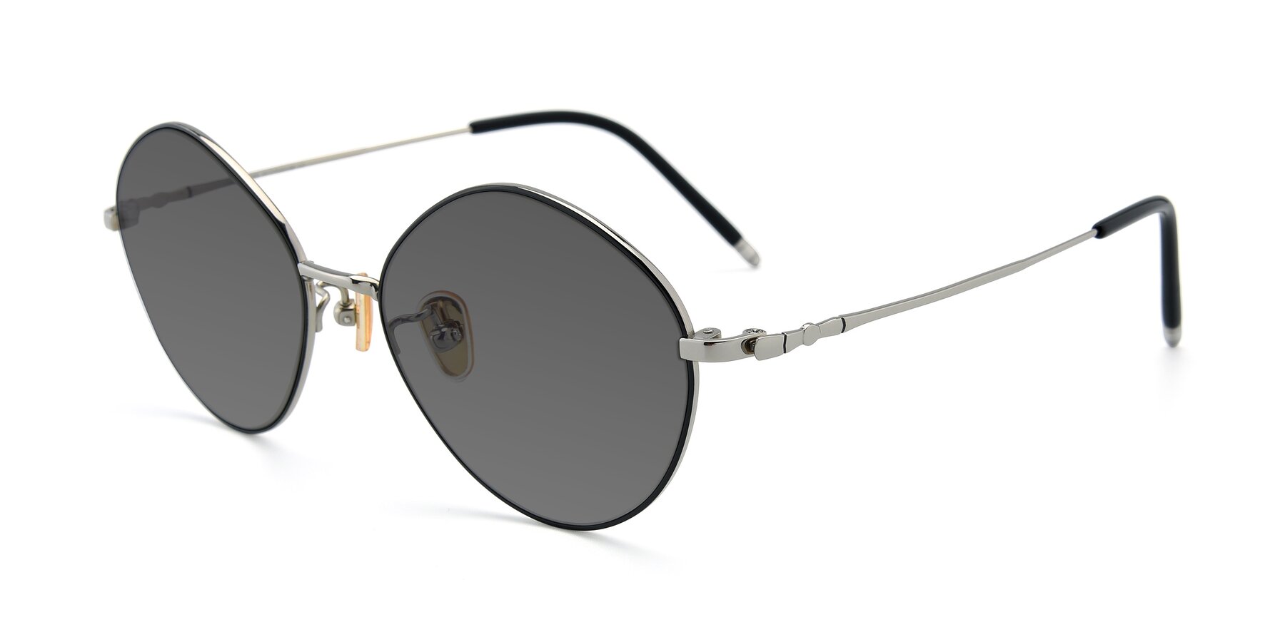 Angle of 90029 in Black-Silver with Medium Gray Tinted Lenses