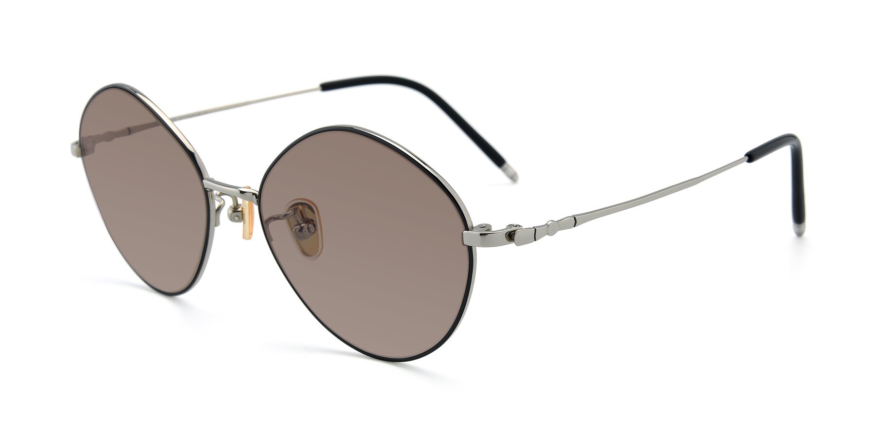 Angle of 90029 in Black-Silver with Medium Brown Tinted Lenses