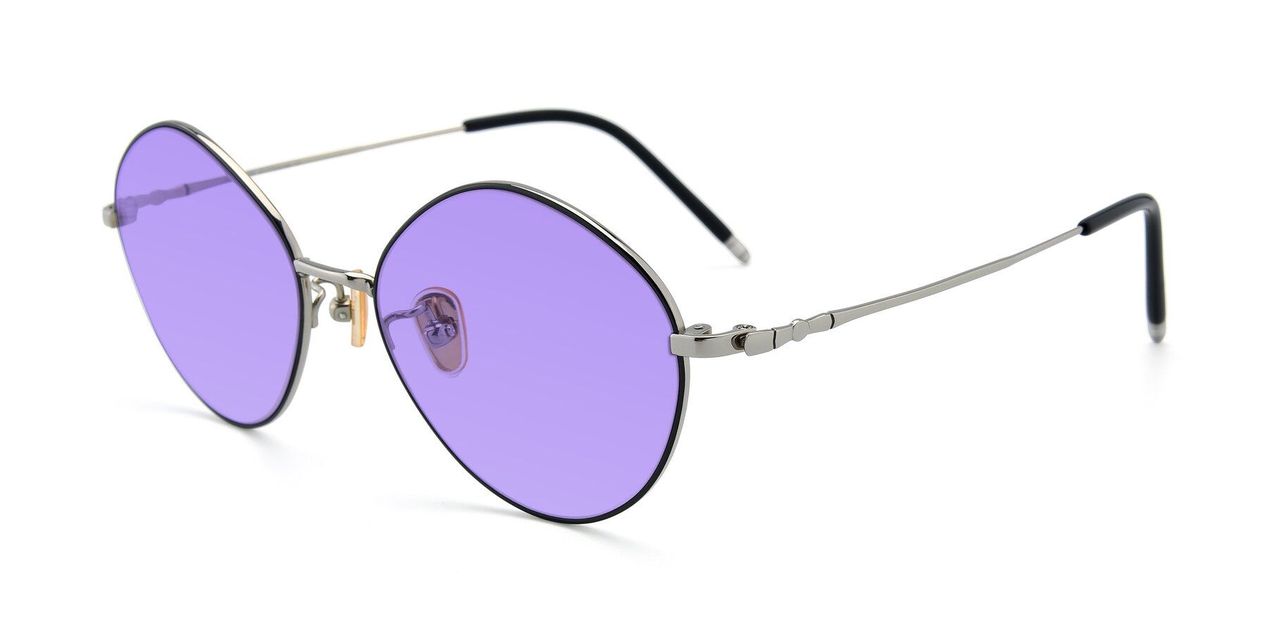 Angle of 90029 in Black-Silver with Medium Purple Tinted Lenses