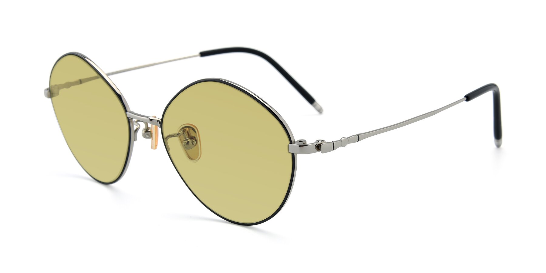 Angle of 90029 in Black-Silver with Medium Champagne Tinted Lenses