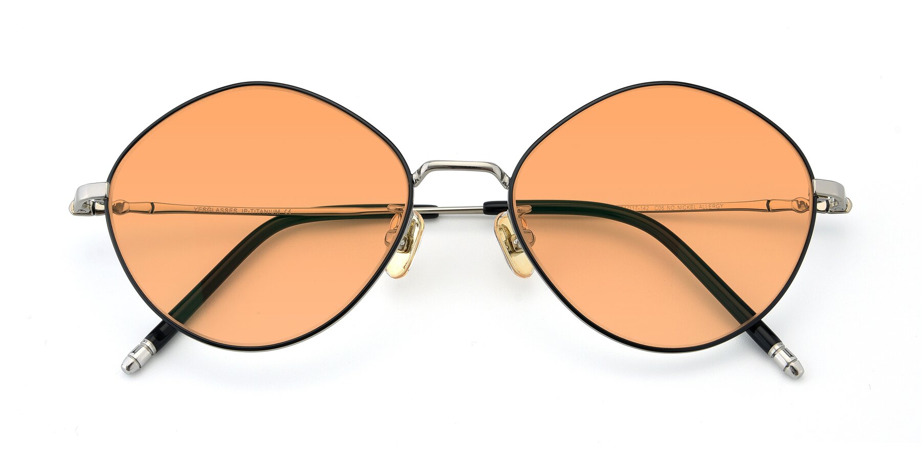 Folded Front of 90029 in Black-Silver with Medium Orange Tinted Lenses