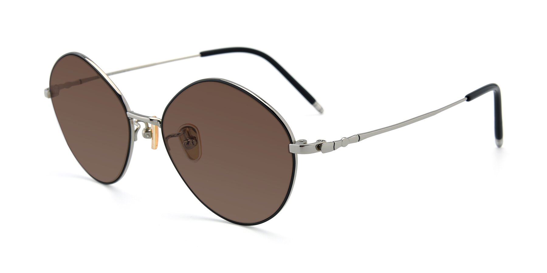Angle of 90029 in Black-Silver with Brown Tinted Lenses