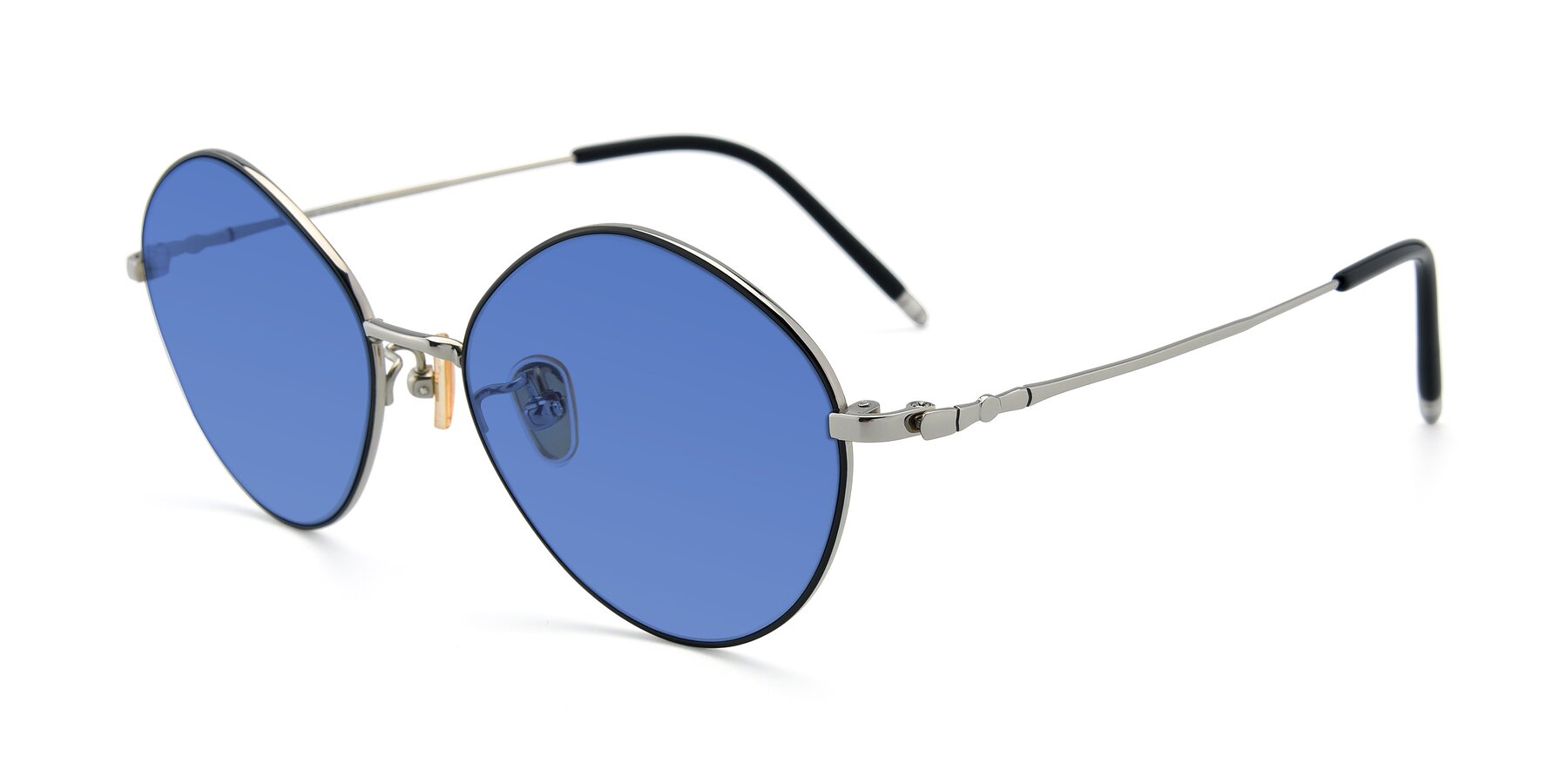 Angle of 90029 in Black-Silver with Blue Tinted Lenses