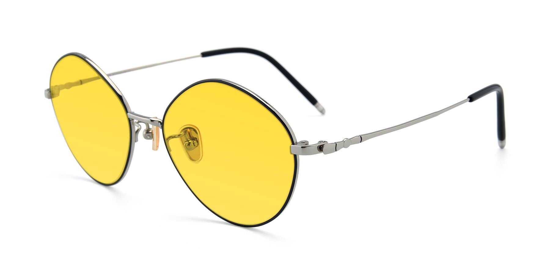 Angle of 90029 in Black-Silver with Yellow Tinted Lenses