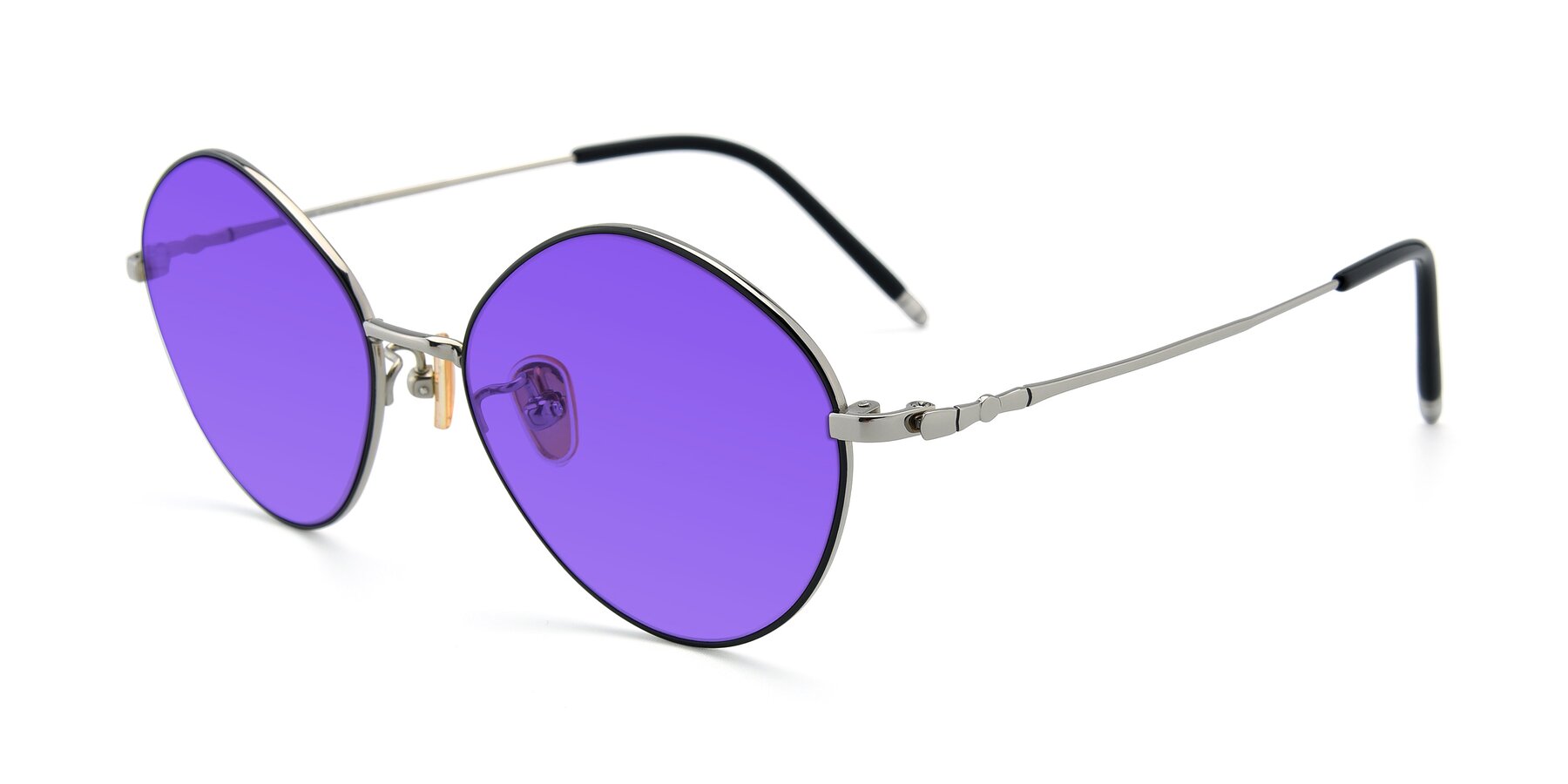 Angle of 90029 in Black-Silver with Purple Tinted Lenses