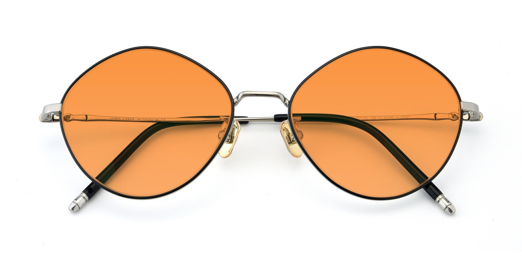 Folded Front of 90029 in Black-Silver with Orange Tinted Lenses