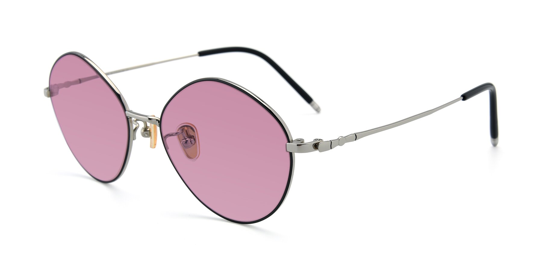 Angle of 90029 in Black-Silver with Medium Wine Tinted Lenses