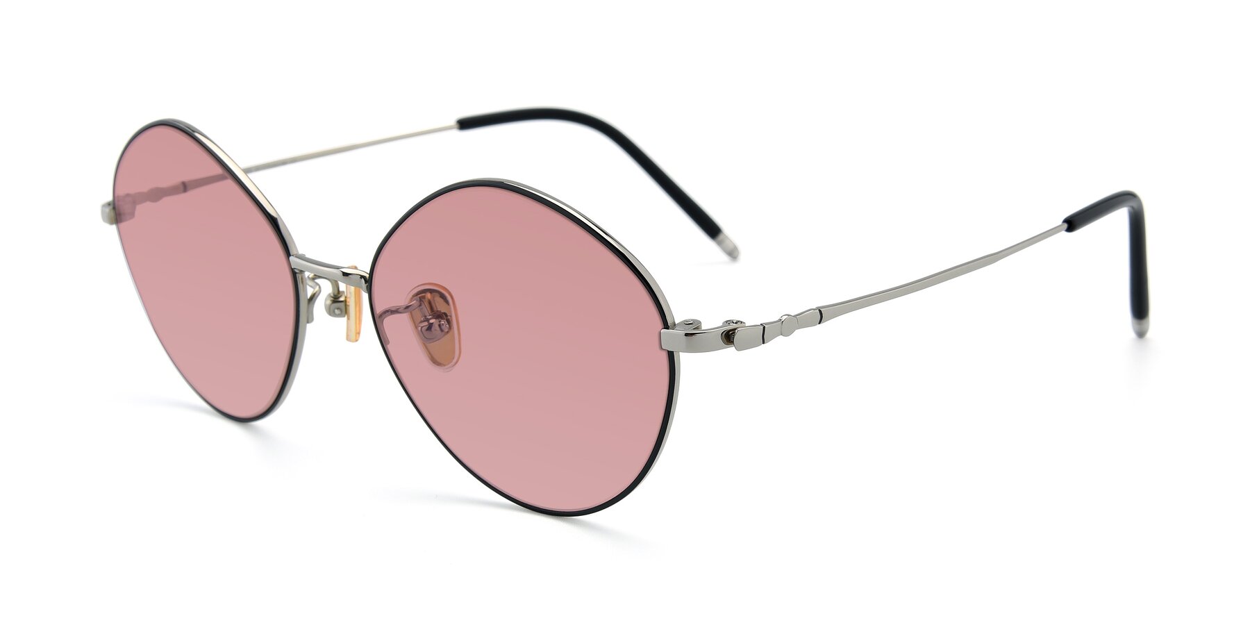 Angle of 90029 in Black-Silver with Medium Garnet Tinted Lenses