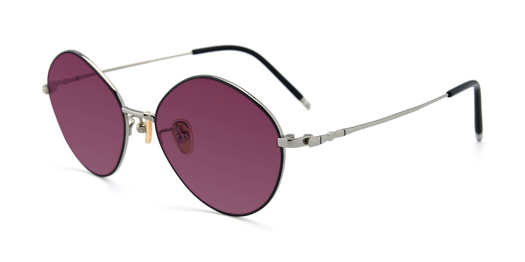 Angle of 90029 in Black-Silver with Wine Tinted Lenses