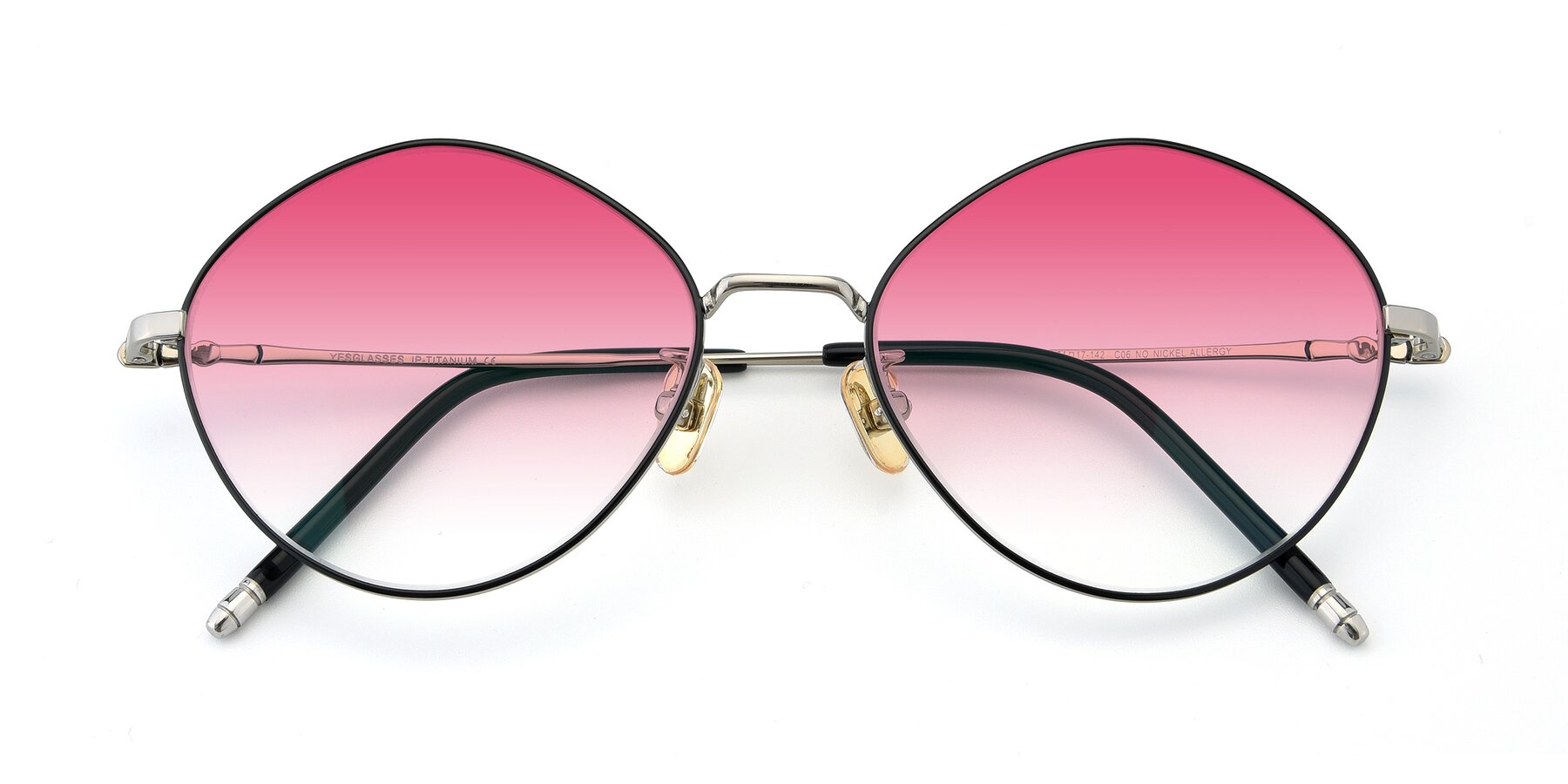Folded Front of 90029 in Black-Silver with Pink Gradient Lenses