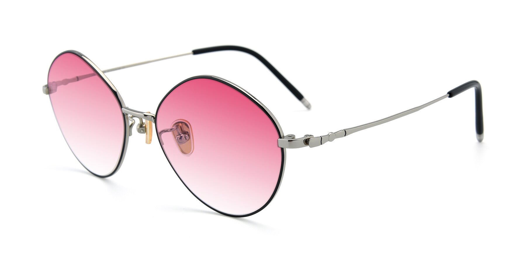 Angle of 90029 in Black-Silver with Pink Gradient Lenses