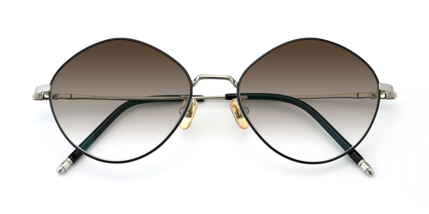 Folded Front of 90029 in Black-Silver with Brown Gradient Lenses